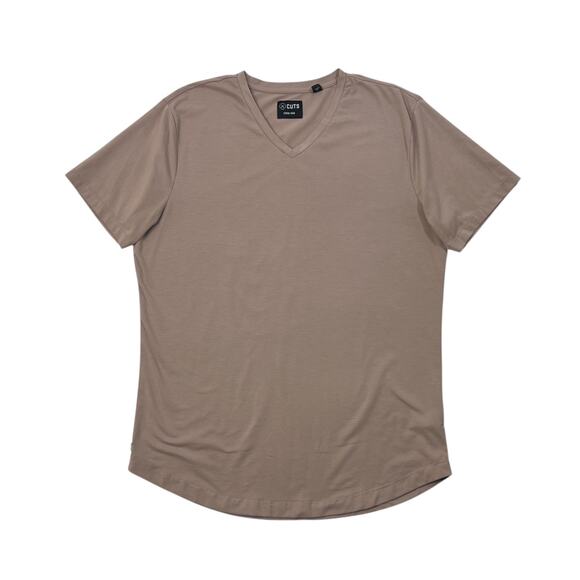 Cuts Shirt Mens L Large Smoke Pyca Pro Curve Hem V Neck Short Sleeve Stretch Tee - Picture 1 of 9